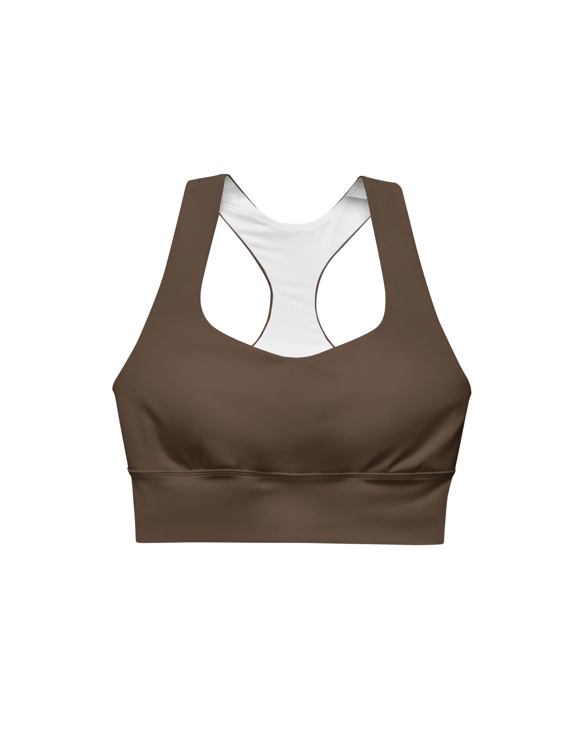 Unseen Recycled Sport Top in chocolate brown with Aurora back detail