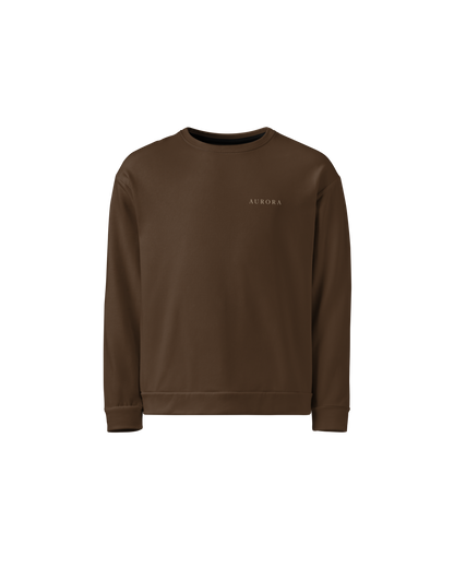 Unseen Recycled Sweater in chocolate brown with The Unseen Is Real back print