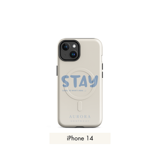 Stay MagSafe Case for iPhone in white with brand detail