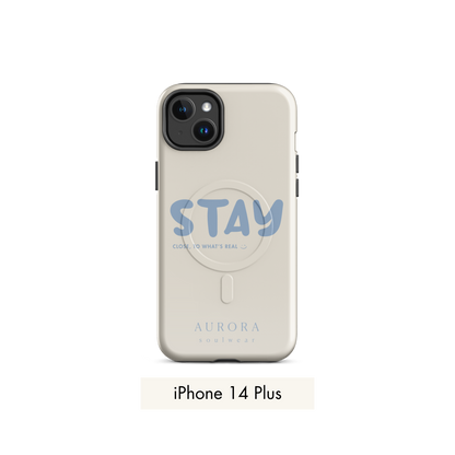 Stay MagSafe Case for iPhone in white with brand detail