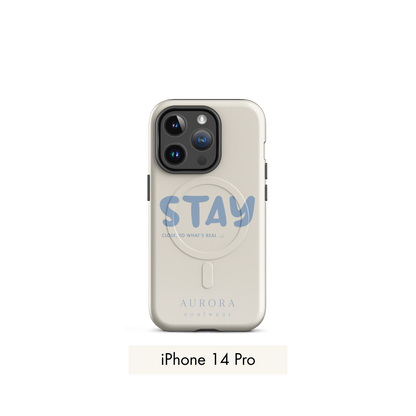 Stay MagSafe Case for iPhone in white with brand detail