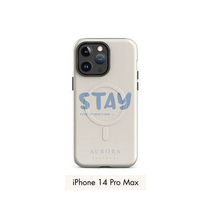 Stay MagSafe Case for iPhone in white with brand detail