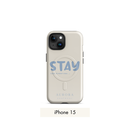 Stay MagSafe Case for iPhone in white with brand detail