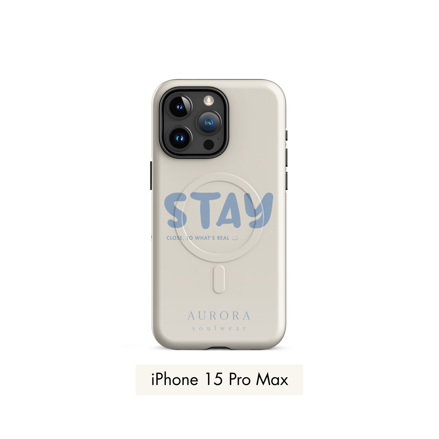 Stay MagSafe Case for iPhone in white with brand detail