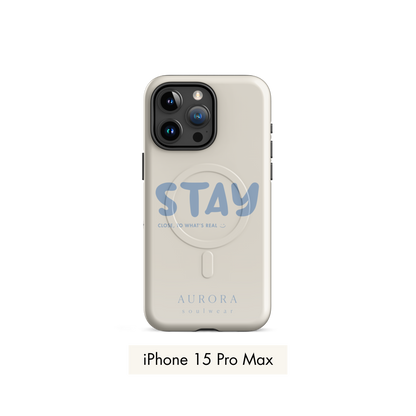 Stay MagSafe Case for iPhone in white with brand detail