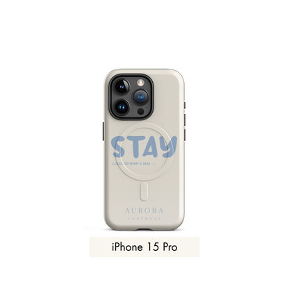 Stay MagSafe Case for iPhone in white with brand detail