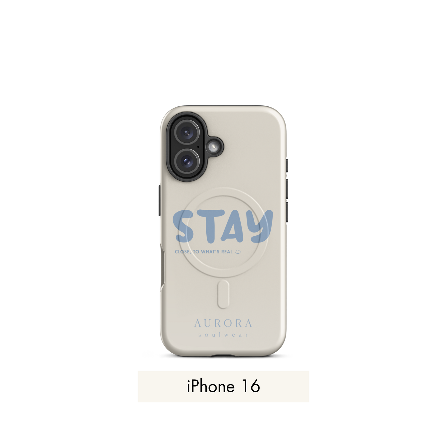 Stay MagSafe Case for iPhone in white with brand detail