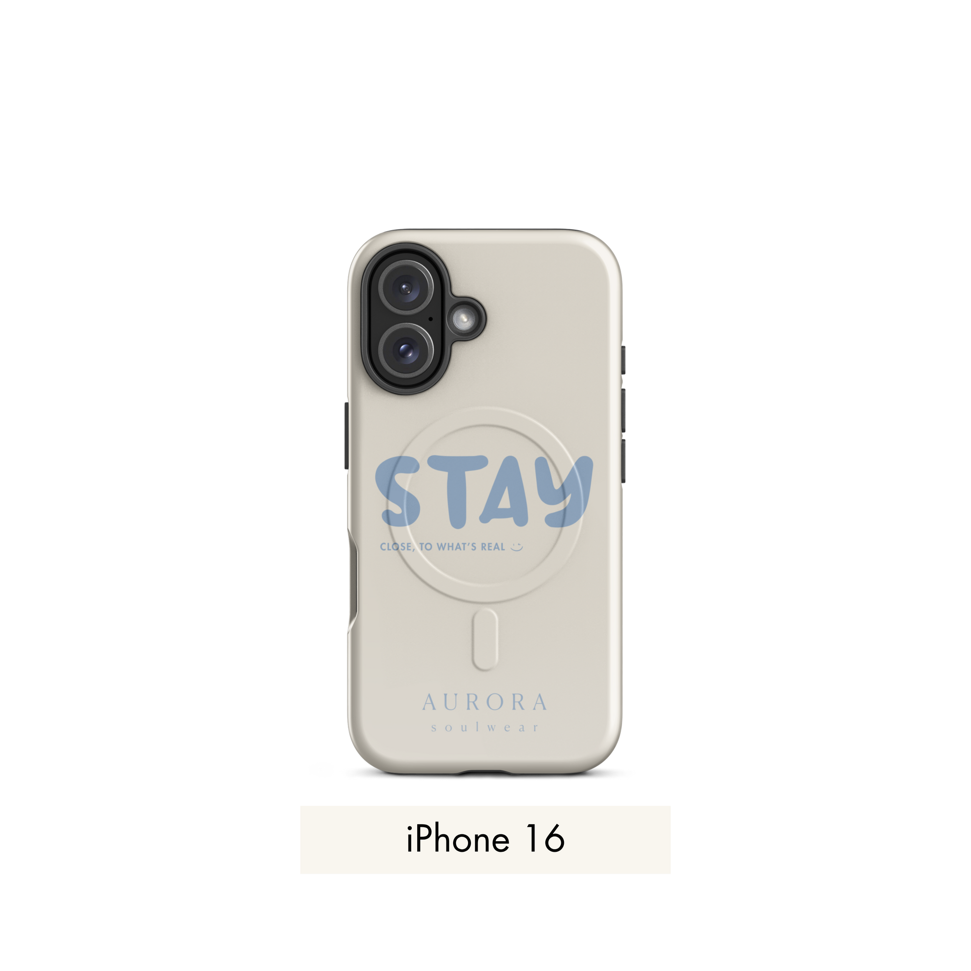 Stay MagSafe Case for iPhone in white with brand detail