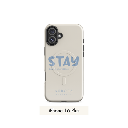 Stay MagSafe Case for iPhone in white with brand detail