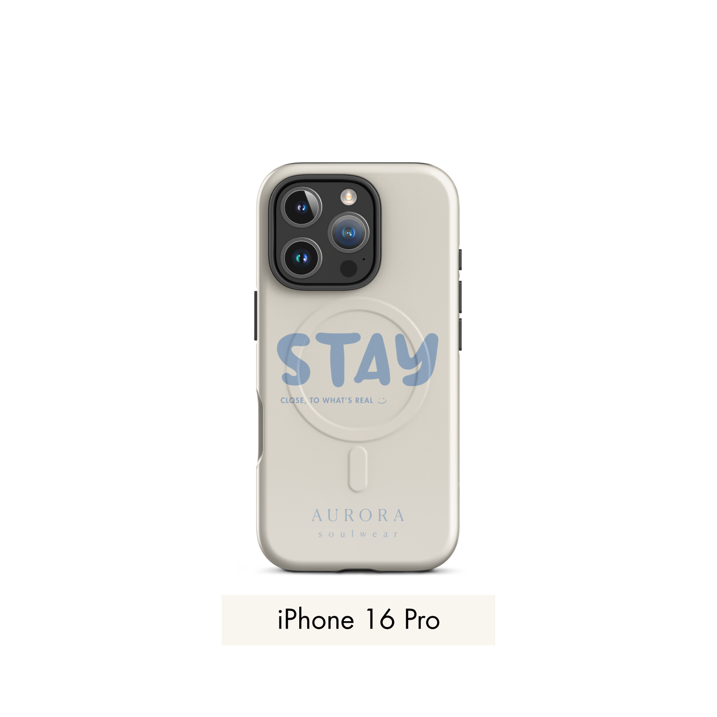 Stay MagSafe Case for iPhone in white with brand detail