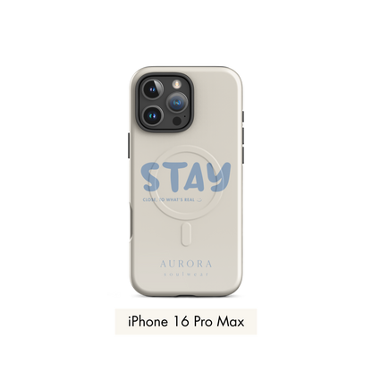 Stay MagSafe Case for iPhone in white with brand detail