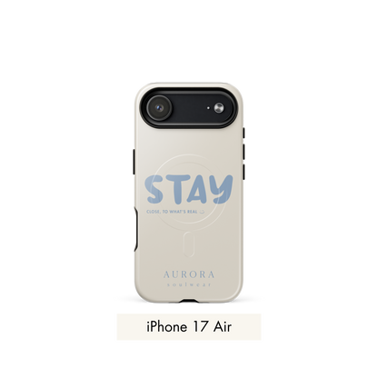 Stay MagSafe Case for iPhone in white with brand detail