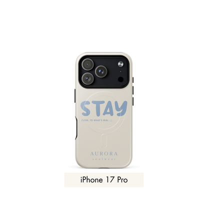 Stay MagSafe Case for iPhone in white with brand detail