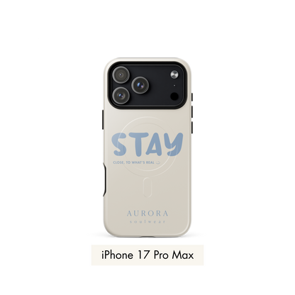 Stay MagSafe Case for iPhone in white with brand detail